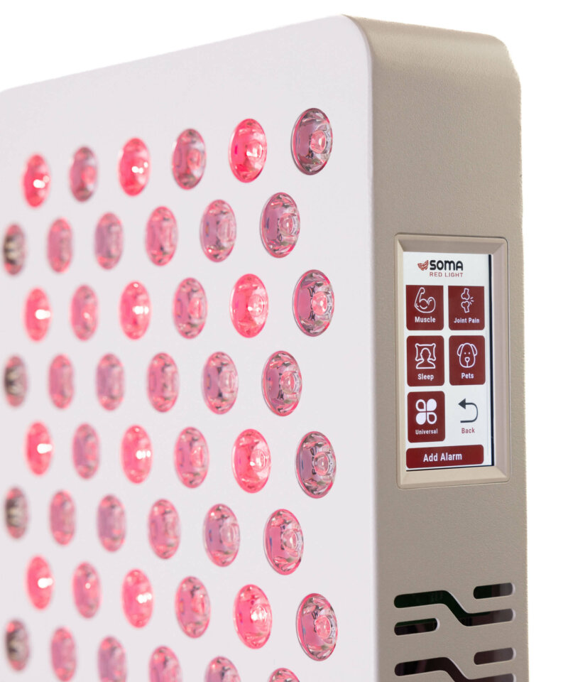 Intuitivt display på Soma Adapt Max - med justerbar lysstyrke, frekvens og behandlingsmoduser.